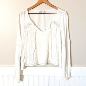 Hollister White Boho Blouse M